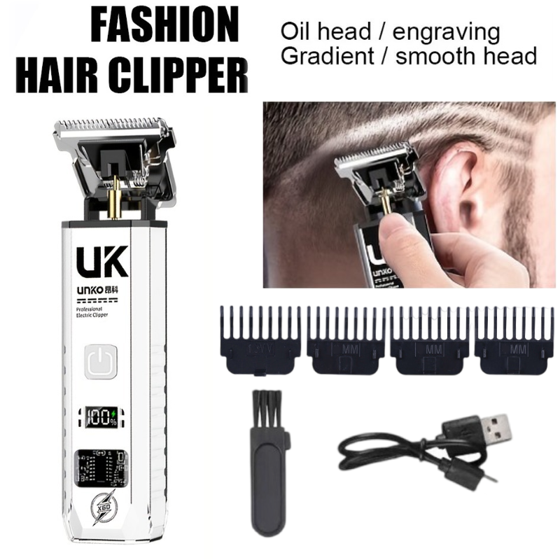 Mens Grooming Barber - เครื่องตัดผมไฟฟ้าสำหรับผู้ชาย ไร้สาย เครื่องเล็มเคราแบบมืออาชีพ พร้อมหวีรองตัด 4 ขนาด