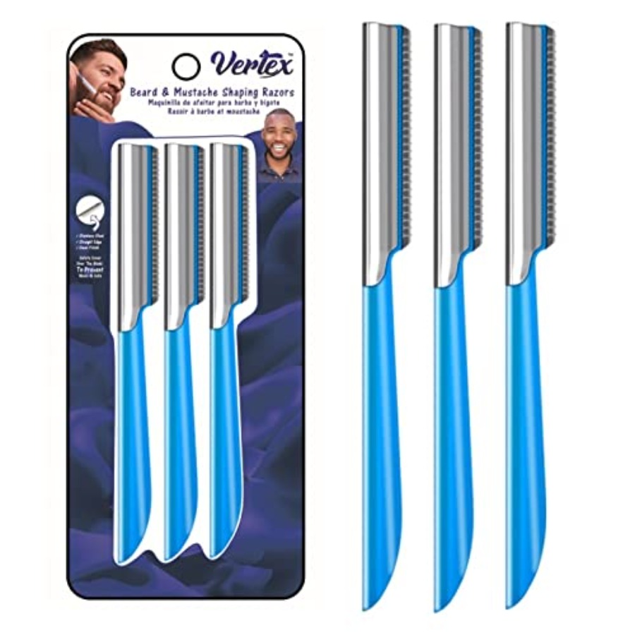 Mens Grooming Travel Kit - เครื่องมือโกนหนวดและตกแต่งเครา มีดโกนตรงสำหรับเดินทาง ทำจากสแตนเลส ใช้สำหรับตกแต่งคิ้ว ชุดอุปกรณ์ตกแต่งขน ใบมีดสำหรับผู้ชาย