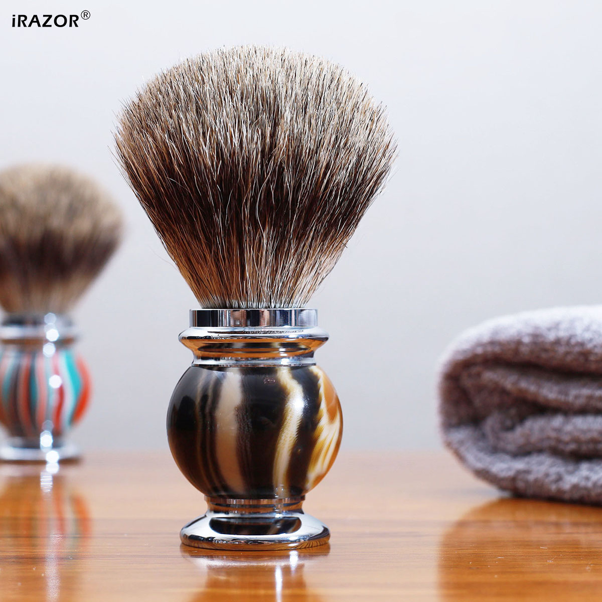 Mens Grooming Barber - แปรงโกนหนวด iRAZOR Silvertip สำหรับผู้ชาย, ขนแปรงนุ่มพิเศษ หนาแน่น