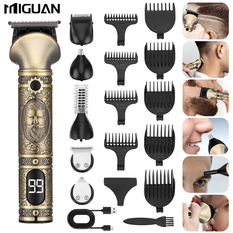 Mens Grooming Barber - เครื่องตัดผมและชุดเครื่องเล็มหนวดเครา 6-in-1 สำหรับผู้ชาย, เครื่องเล็มผมสำหรับตัดผม, ตัดแต่งทรงผม, หนวดเครา,