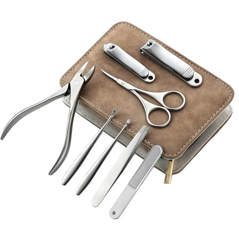 Mens Grooming Travel Kit - 8/12pcs Professional เล็บชุดสแตนเลสสตีลเล็บชุดเครื่องตัดเล็บเท้า Travel Pedicure เครื่องมือสําหรับสตรีและผู้ชาย