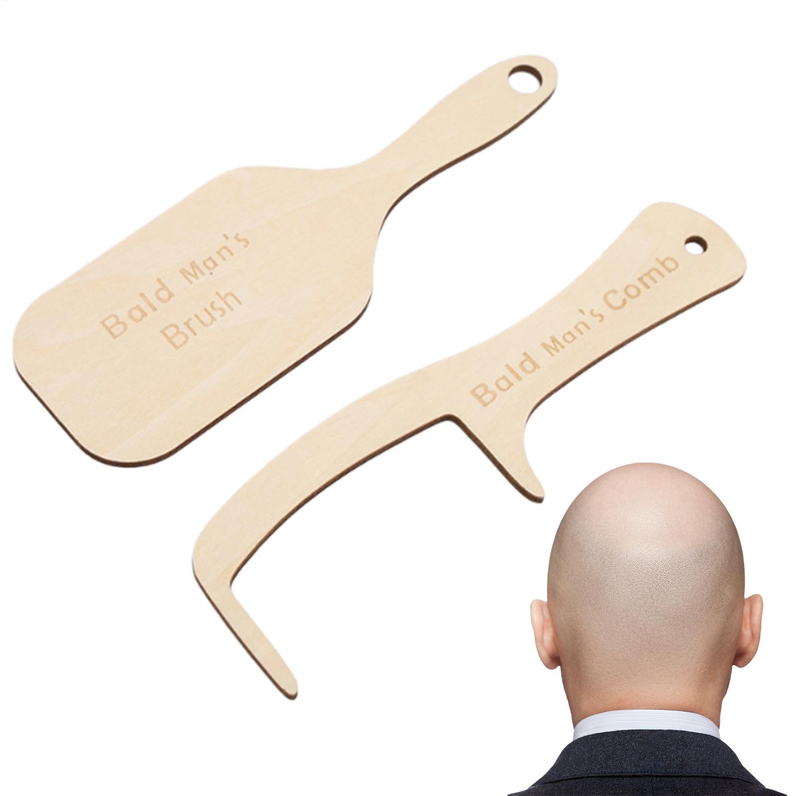 Men'S Grooming Essentials - หวีแปรงผมสำหรับคนหัวล้าน 2 ชิ้น ของเล่นตลก หวีแปรงผมสำหรับคนหัวล้าน ขัดเงา