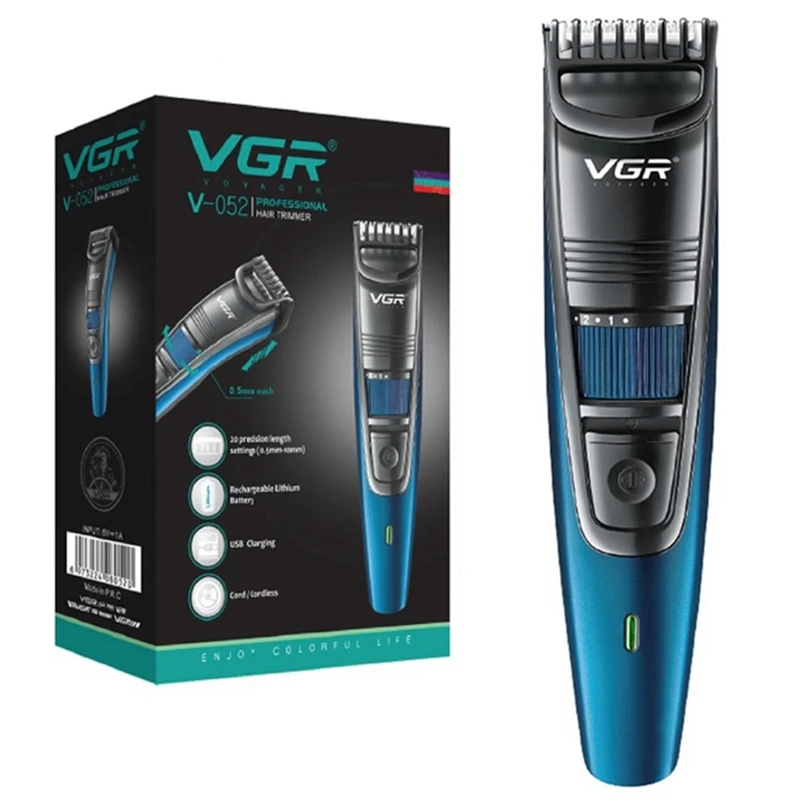 Men'S Face Grooming - เครื่องเล็มเคราและขน vgr 0.5-10มม. ปรับได้สำหรับผู้ชายหนวดหน้าตอที่ตัดขนอุ่นไฟฟ้าลิเธียมตัดผมแบบชาร์จไฟได้
