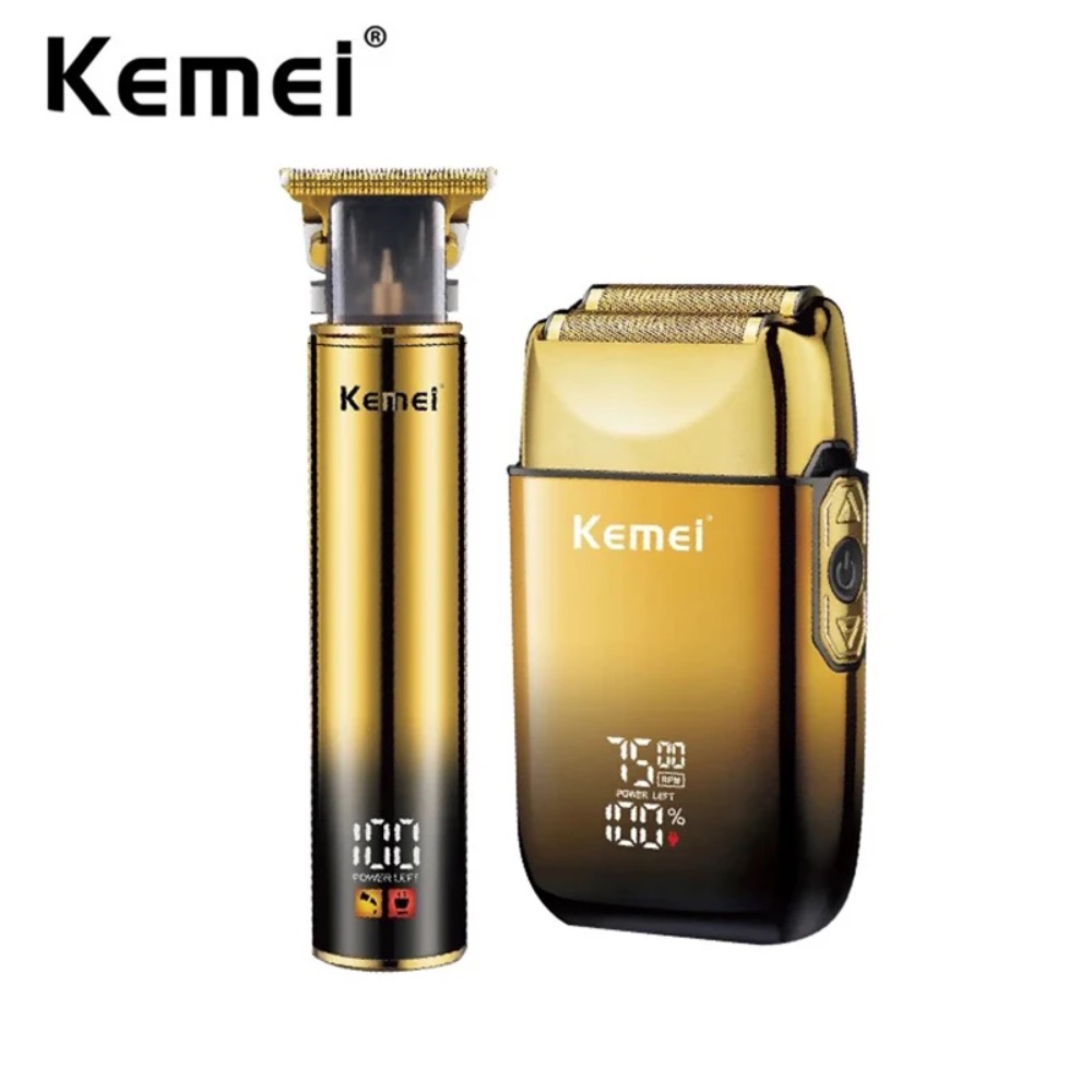 Mens Grooming Barber - Kemei ผมTrimmerมีดโกนหนวดไฟฟ้าเครื่องโกนหนวดฟอยล์Professional Beard Trimmerสําหรับผู้ชายGrooming KitตัดผมClippersเครื่องตัดผม