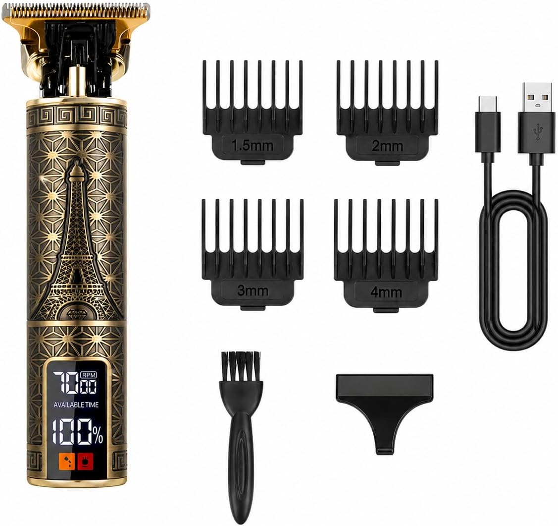 Mens Grooming Barber - เครื่องตัดผมไฟฟ้าสำหรับผู้ชายแบบมืออาชีพพร้อมพอร์ต USB, ชุดอุปกรณ์ตัดผม 6-in-1 เหมาะสำหรับการดูแลและตัดแต่งทรงผมอย่างมืออาชีพ -