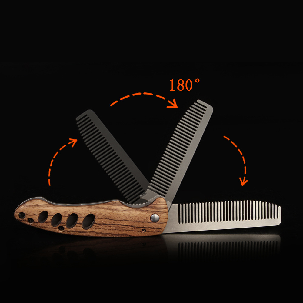 หวีเคราพับได้ทำจากไม้เนื้อแข็ง - Mens Grooming Barber บทวิจารณ์และราคา